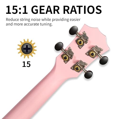 AODSK Soprano Pink Ukulele for Beginner 21 Inch Ukelele with Gig Bag Strap Nylon String 4 Picks Holiday Gift thumbnail 6