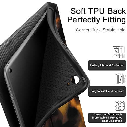 NBCDSUJ Brown Amber Tortoise Shell Tablet Case for iPad Air 5th/4th 2022/2020 10.9"/Air 11(M3/M2) 11", Cool Tortoise Shell Print Design Cover for Girls Boy, Trendy Protective Cases Flip Leather Funda thumbnail 2
