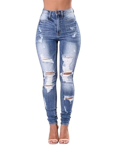 KUNMI Womens Classic High Waisted Skinny Stretch Butt Lifting Jeans Slim Fit Denim Pants - Image 1