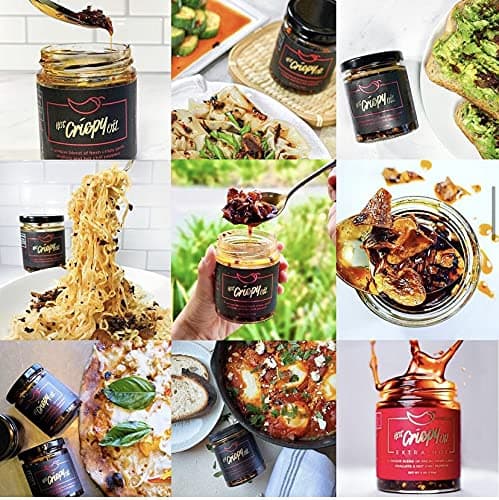 Hot Crispy Oil - Spicy Chili Crisp Blend of Olive Oil, Fresh Crispy Garlic, Shallots & Hot Chili Peppers - Designed for Pizza, Pasta, Eggs, Bread & More - Made in USA - Mild Heat - 6 fl oz - Original thumbnail 7
