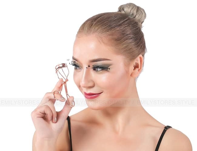 EMILYSTORES Professional Makeup Tool For Eyelashes With 2 Replacement Silicone Refill Pads Pinch Pain FREE Metal Eyelash Curler 1PC, Golden Color thumbnail 6