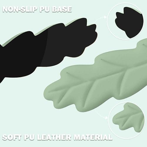 Lauspuck Keyboard Wrist Rest Pad Set, Leaf Shape PU Leather Memory Foam Wrist Cushion Support,Mouse Wrist Rest Pad,Non-Slip Wrist Support for Easy Typing Pain Relief, Green Leaf thumbnail 7