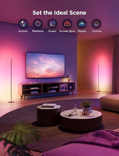 Govee RGBIC Floor Lamp Basic 2-Pack, Compatible with Alexa, LED Smart Standing Lamp with Voice Control, Color Changing Bedside Floor Lamp for Bedroom, Nightstand Corner Lights, Black thumbnail 4
