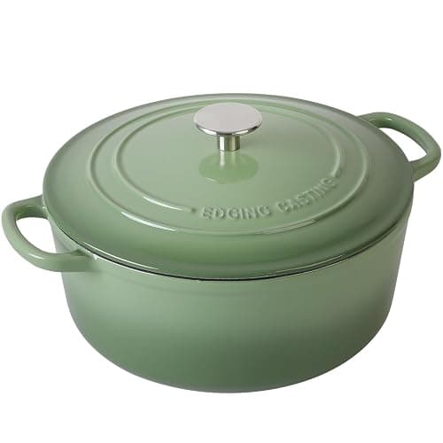 EDGING CASTING Enameled Dutch Ovens Cast Iron Dutch Oven Pot with Lid for Bread Baking, Cook, Dual Handle, 7 Quart, Pistachio Green thumbnail 4