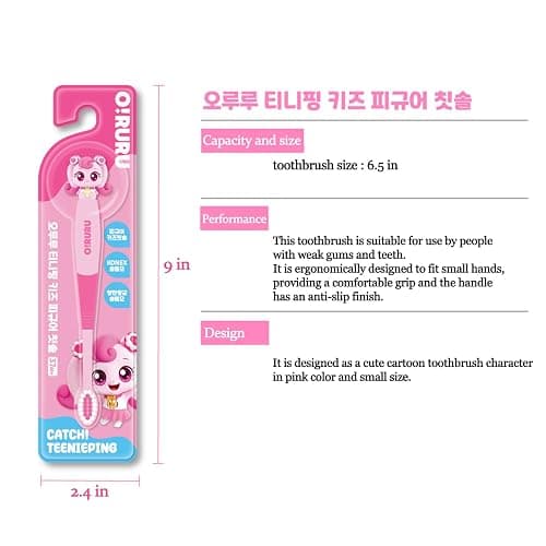 GIANANO Catch Teenieping Character Compact Head Toothbrush, Soft bristles & Easy to Hold Toothbrush, 하츄핑 thumbnail 4
