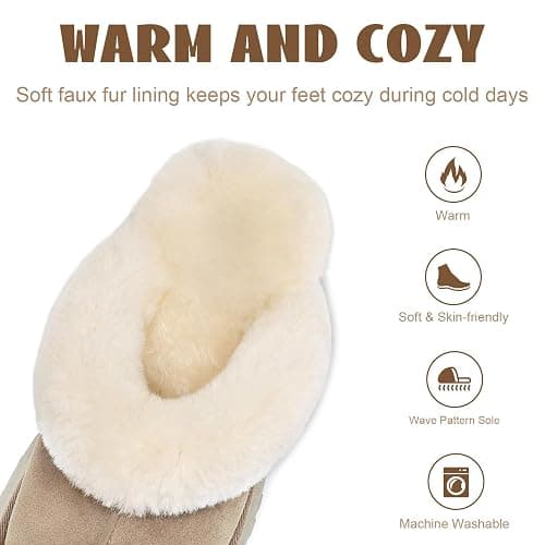 OOW Fuzzy Platform Slippers for Women - Women's Casual Winter House Slippers - Brown, Faux Fur & Shearling Blend - Women's Size thumbnail 6