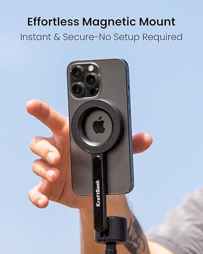 KraftGeek Magnetic Phone Tripod for iPhone MagSafe, 64" Selfie Stick Cell Phone Tirpod Stand for Video Recording, Vlogging & Content Creation thumbnail 2