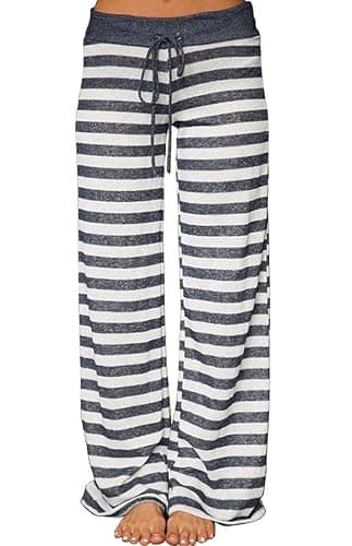 AMiERY Women's Comfy Casual Pajama Pants Floral Print Drawstring Palazzo Lounge Pants Wide Leg - Image 1