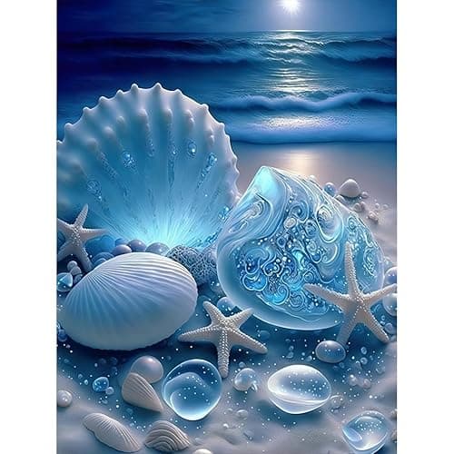 bleihum Seashell Diamond Painting Kits for Adults-Beach Diamond Art for Adult,Seashell Gem Painting Crafts Home Wall Decor,DIY 5D Gem Art Seashell Perfect for Relaxation(12x16 Inch) - G3856