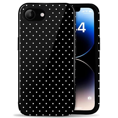 Amzfield Compatible with iPhone 16e/17e Case Cute Polka Dot Aesthetic for Women Girls Simple Chic Girly Dual Layer Hybrid Protection Elegant Case for iPhone 16e for iPhone 17e-Black - Image 1