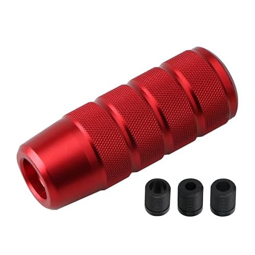 Osilly 95mm/3.74" Car Shifter Knob, Aluminum Weighted Automotive Gear Shift Manual knobs Lever with 3 Threaded Adapters M8 M10 M12 x 1.25, Universal for Manual Transmission Vehicle (Red) - Image 1
