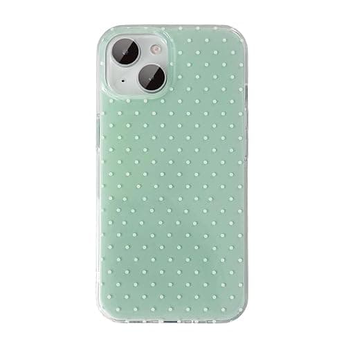 QLTYPRI Polka Dot Hülle für iPhone 15, Ästhetische Elegante Weiche TPU Handyhülle Stoßfeste Schutzhülle für Frauen Mädchen - Mintgrün - Image 1