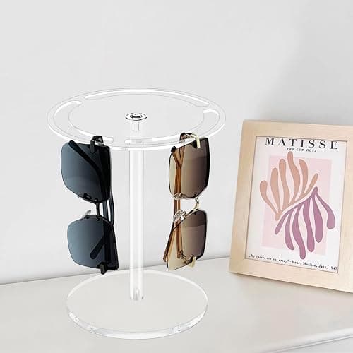 Bigfety Acrylic Sunglasses Holder Stand with 360 Rotating, Eyeglasses Display Rack Clear Glass Tabletop Organizer thumbnail 5