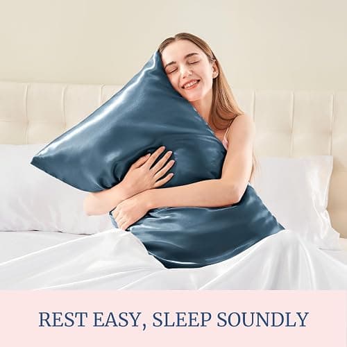 BEDELITE Satin Pillowcase for Hair and Skin, Super Soft and Cooling Similar to Silk Pillow Cases 2 Pack with Envelope Closure, Gift for Women Men(20"x26" Standard Size, Bluesteel) thumbnail 5