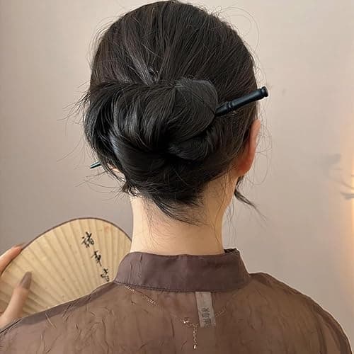 12 Pcs Vintage Wood Hair Sticks Bamboo Shape Hair Chopsticks Japanese Chinese Hairpin Decorative Retro Hair Forks Hanfu Pins Bun Holders for Long Hair Women thumbnail 7