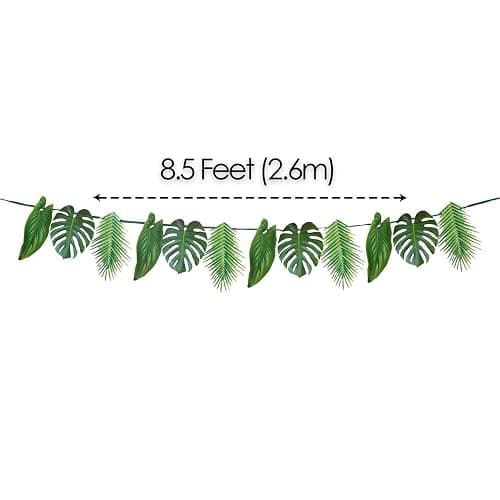 Talking Tables Reusable Tropical Party Decorations Palm Leaves Décor Leaf Garland Hawaiian Theme Party Tiki Bar Decoration for Safari Birthday Summer Green Luau Jungle Paper Length 8.5ft thumbnail 3