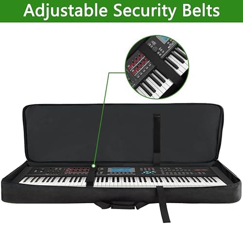 SNIGJAT 88 Key Keyboard Case Soft (Size: 53.5"x13.8"x6.8"), Padded Piano Case with Handle and Adjustable Shoulder Straps, Keyboard Gig Bag with 3 Pockets for Music Stand, Sustain Pedals, All Black thumbnail 4