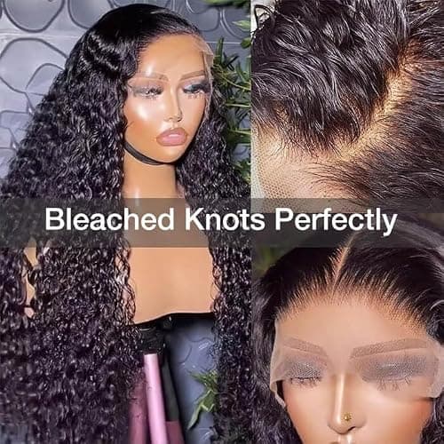 tsiyu 13x6 Deep Wave Lace Front Wigs Human Hair Pre Plucked Pre Bleached Deep Curly Human Wigs for Women 180 Density HD Full Lace Frontal Wig With Baby Hair 28inch thumbnail 2