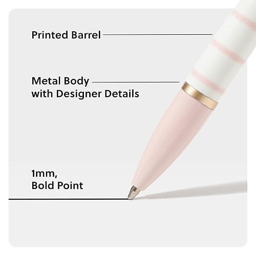 U Brands Monterey Ballpoint Pens, Set of 2, Stripes And Dots With Gold Details, Bold (1.0 mm) Point, Black Ink thumbnail 4