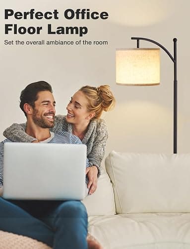 Ambimall Floor Lamps for Living Room with 3 Color Temperatures LED Bulb, Standing Lamp Tall with Adjustable Beige Shade, Tall Lamps for Bedroom Office Classroom Dorm Room Apartment, 9W Bulb Included - Beige - 60.6 Inches thumbnail 7