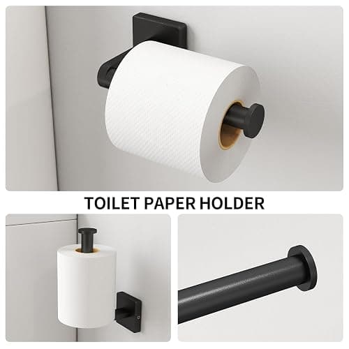 KLJKPA Black Bathroom Accessories Set, 24 inch Towel Racks for Bathroom, Stainless Steel Bathroom Hardware Set, Wall Mounted, 4-Piece thumbnail 6