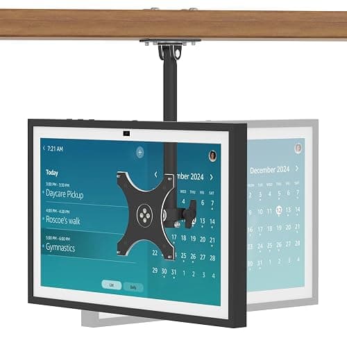 Almoz Under Cabinet Mount for Echo Show 15, Height Adjustable Stand, Wide Range of Motion, Keeps Counters Clear, Tilt and Swivel Mount for All Show 15 Generations, Also Fits Show 21 (Height-Black) - Image 1