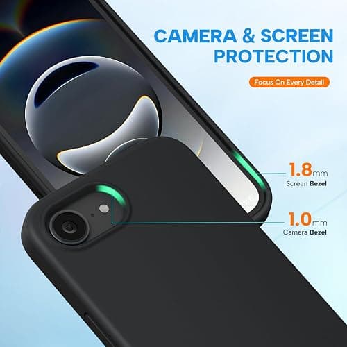 Miracase Compatible with iPhone 16e Case/iPhone 17e Case, [Soft Anti-Scratch Microfiber Lining], Liquid Silicone Shockproof Drop Protection Phone Case for iPhone 16e/17e, Black thumbnail 5