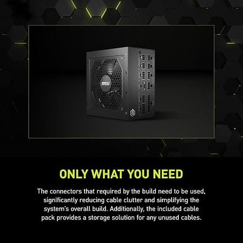 MSI MAG A850GL PCIE5, Fully Modular Compact Gaming 850W Power Supply, 80+ Gold, ATX 3.1 & PCIe 5.1 Ready, Native Dual-Color 12V-2x6 Cable, 10 Year Warranty thumbnail 9