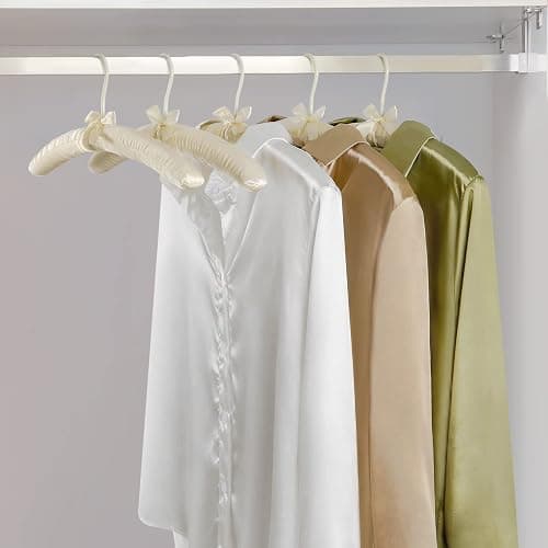 Topia Hanger Padded Hangers for Women Clothing,17-inch Satin Hangers 10 Pack Thick Foam Padded No Shoulder Bump for Sweaters, Coat, Blouses, Dresses-Ivory,CT18I-10 thumbnail 6