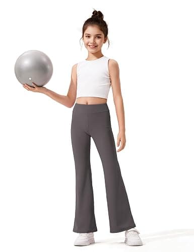 HASMES 3 Pack Girls Flare Leggings Kids Bell Bottom High Waisted Dance Yoga Pants Activewear thumbnail 4