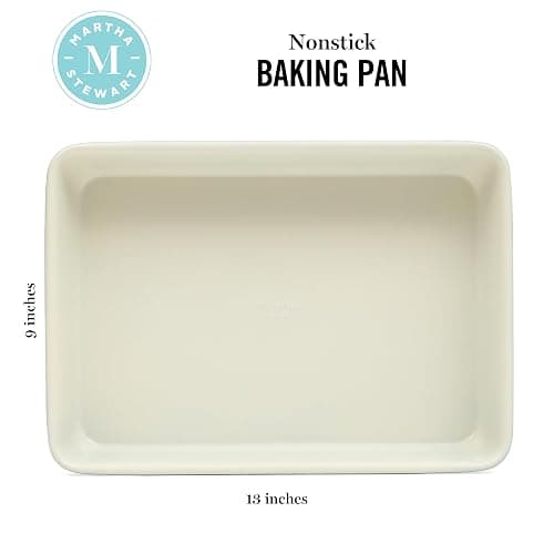 Martha Stewart Gallen 13 x 9 Inch Rectangular Nonstick Carbon Steel Cake and Baking Pan – Teal, Durable Bakeware for Even Cooking and Easy Release thumbnail 2