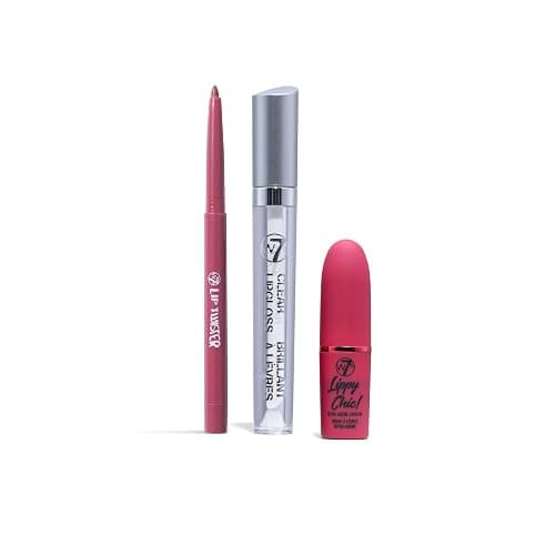 W7 Lippy Essentials - 3 Piece Set - Lipstick, Lip Liner & Gloss - Pink - Image 1