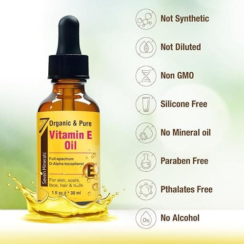 Seven Minerals Ultra Pure Vitamin E Oil - Full-Spectrum D-Alpha Tocopherol, 1 Fl Oz - 100% Organic Vitamin E Oil for Skin, Face, Hair, and Scars - Naturally Occurring = Not Synthetic thumbnail 8