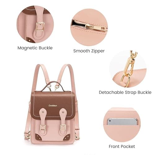 Cwatcun Camera Bag for Women, Retro Camera Crossbody Case, Vintage PU Leather Waterproof Camera Backpack, Lightweight Camera Handbag, Compatible with Canon/Nikon/Sony SLR/DSLR Mirrorless Camera, Lens thumbnail 5