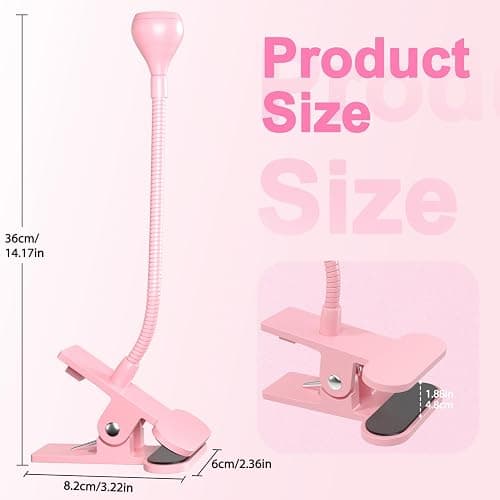 Geisofu UV Nail Lamp - UV Light for Gel Nails, Flash Cure Lamp | LED Gooseneck Flash Cure Lamp for Nails, Manicure Dryer Black Light with Clamp, 365+395nm 5V 3W 4 Levels Dimming Pink thumbnail 4