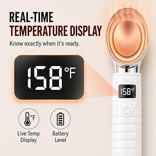 DLUCK Heated Ice Cream Scoop for Hard Ice Cream, Gelato & Frozen Desserts, Electric Ice Cream Scooper with Smart Temperature & Battery Display, USB-C Rechargeable, Durable One-Piece Design (White) thumbnail 4
