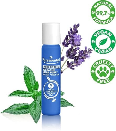 Puressentiel Headache Relief Roll-On – 9 Essential Oils with Peppermint & Eucalyptus – Fast, Natural Relief – 5 ml thumbnail 2