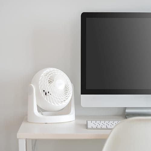 IRIS USA WOOZOO Desk Fan, Air Circulator, 3 Speeds, 52ft Max Air Distance, 360° Adjustable Tilt, 30 db Quiet Motor, Fan for Bedroom, Office, Dorm, Medium, White thumbnail 8