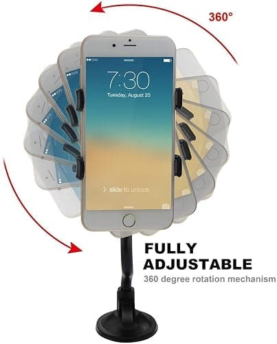 ivoler Car Phone Mount Windshield, Long Arm Clamp Universal Windshield with Double Clip Strong Suction Cup Cell Phone Holder Compatible with iPhone 15 14 13 Pro Max XS 7 8 Plus, Galaxy S24 S23 Ultra thumbnail 8