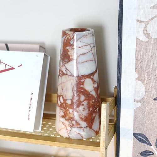Natural Marble Vase ， Modern Minimalist Stone Vase for Home Decor， Elegant Table & Shelf Decor for Living Room, Entryway, Mantel ， Luxury Centerpiece thumbnail 5