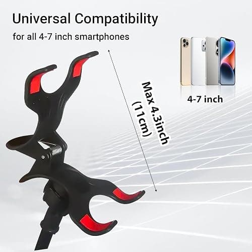 Kuryai Gooseneck Bed Phone Holder, Flexible Long Arm Clip On Phone Holder for Bed, Desk, Headboard, Bedside, 360 Adjustable Cell Phone Clamp Mount Stand, All 4-7" Cellphone thumbnail 5