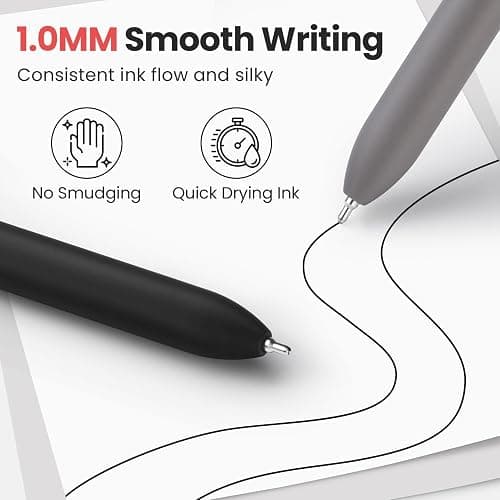 Sooez 12 Pack Bulk Pens Ballpoint, Retractable Black Ink Pens for Smooth Writing, Quick Dry Ball Point Pens Black, Medium Point 1.0mm Fidge Pens for Journaling, Office Supplies for Nurse, Note Taking thumbnail 3