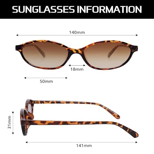 GUVIVI Retro Oval Sunglasses for Women Chic Cat Eye 90s Sunnies Lightweight Narrow Shades Trendy UV protection Sun Glasses thumbnail 4