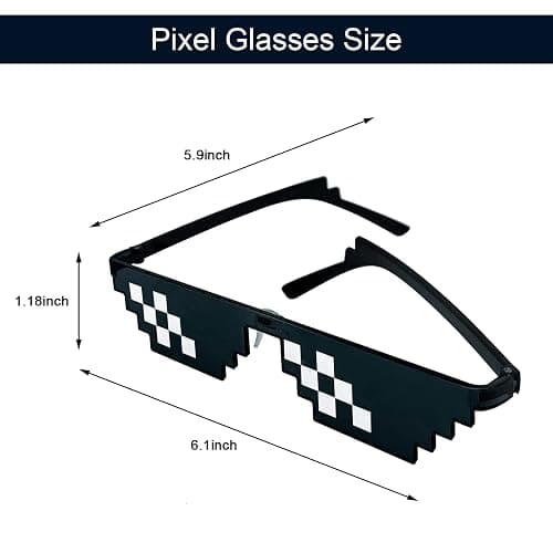 Lorigun Thug Life Glasses Pixel Sunglasses for Party, Deal with it Glasses Bachelor Party Decor thumbnail 2