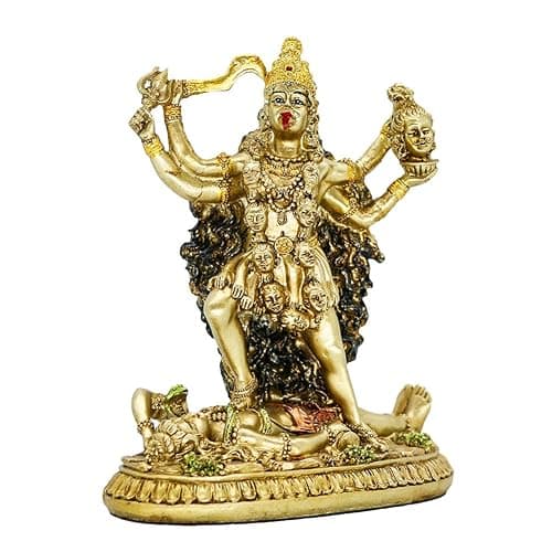 BangBangDa Hindu Goddess Kali Statue Sculpture - Indian God Decorative Antique Idol - India Goddess of Time and Death Figurine Murti Pooja Puja Buddha Temple Mandir Decor - Image 1