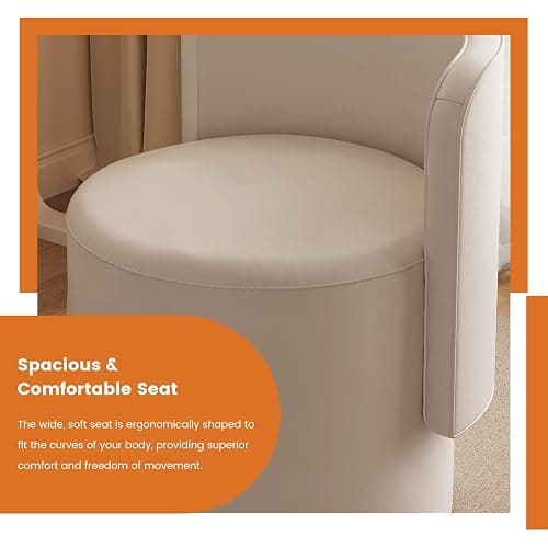 TreLined Modern Round Swivel Ottoman, Makeup Chair with Backrest Multi-Functional Shoe Changing Chairs for Living Room, Entryway, Hallways, Bedroom Vanity Chairs Unique Footrest Stool thumbnail 6