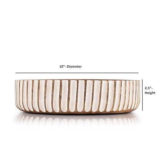 Kimona Fruit Bowls Wood Fruit Bowl or Decorative Bowl for Table Décor for Kitchen Counter or Farmhouse Christmas Centerpiece (10" X 10" X 2.5") thumbnail 2