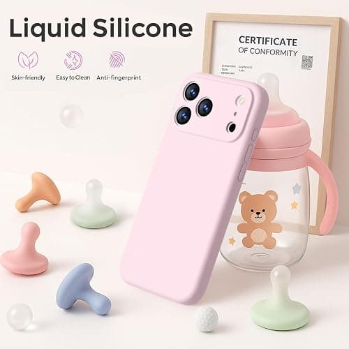 Ktele Magnetic for iPhone 17 Pro Max Case [Compatible with Magsafe] [Premium Silicone Satin-Smooth Touch] Slim Shockproof Anti-Scratch Microfiber Lining Case, 6.9 inch, Chalk Pink thumbnail 4