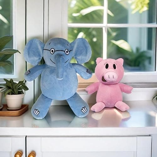 New Blue Elephant and Pink Pig Plush Toys,for Boys and Girls Animal Toys,Christmas Valentine's Day Room Decoration Party Gifts (2PC) thumbnail 5