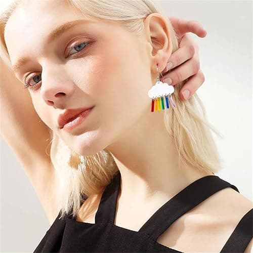 ONLYJUMP Cute Clouds Lightning Bolt Earrings for Women Creative Acrylic Transparent Earrings Lovely Clouds Rainbow Lightning Raindrop Earrings Cartoon Sweet Funny Earrings thumbnail 3